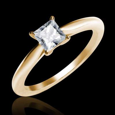 Square diamond ring yellow gold My love -Jaubalet